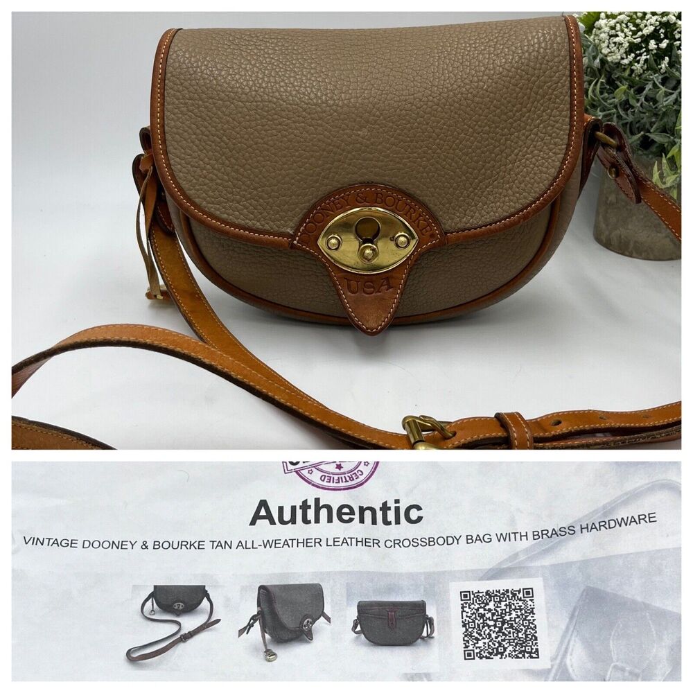Dooney & Bourke Authenticated Vintage ALW Taupe Saddle Bag Cavalry Troop USA‎
